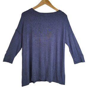 J Jill  Wearever Collection Blue Striped Boatneck Tunic Top Wrinkle resistant